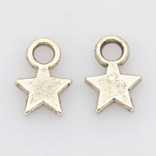 

PandaHall Tibetan Style Alloy Charms, Cadmium Free & Nickel Free & Lead Free, Star, Antique Silver, 10x8x2mm, Hole: 2.5mm Alloy Star