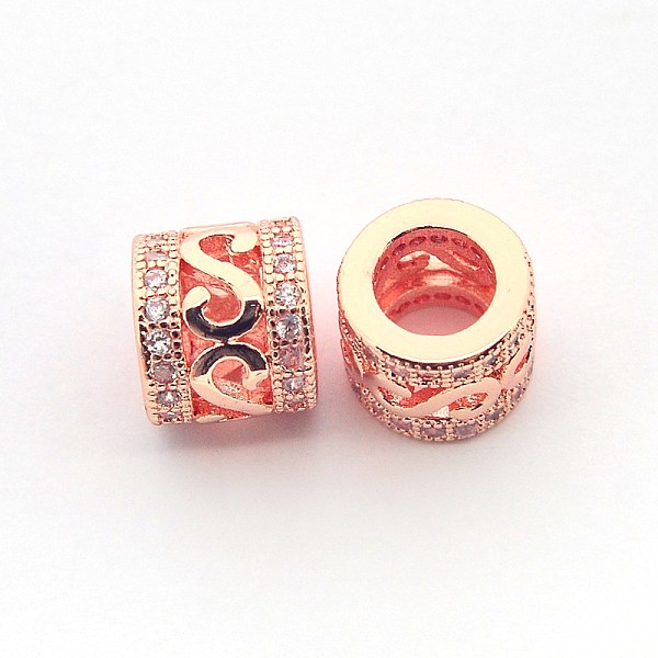 

PandaHall New Items Brass Micro Pave Cubic Zirconia Column Spacer Beads, Cadmium Free & Nickel Free & Lead Free, with Letter S, Real Rose...