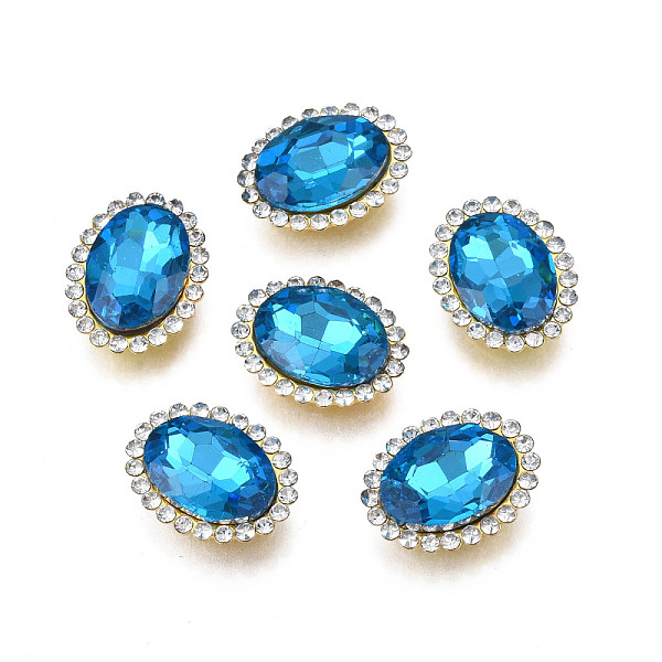 

PandaHall Sew on Rhinestone, Transparent Glass Rhinestone, with Iron Prong Settings, Faceted, Oval, Capri Blue, 18x14x6mm, Hole: 1.2mm Glass...