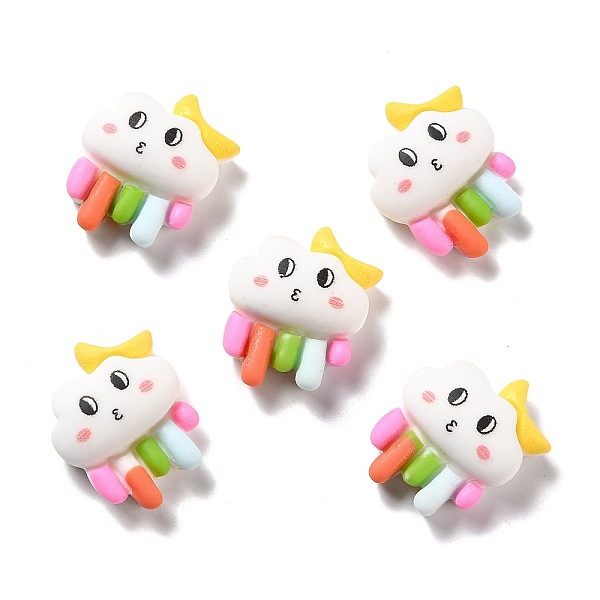 

PandaHall Opaque Resin Cabochons, Cloud with Moon and Rainbow, Colorful, 19x16x7.5mm Resin Cloud