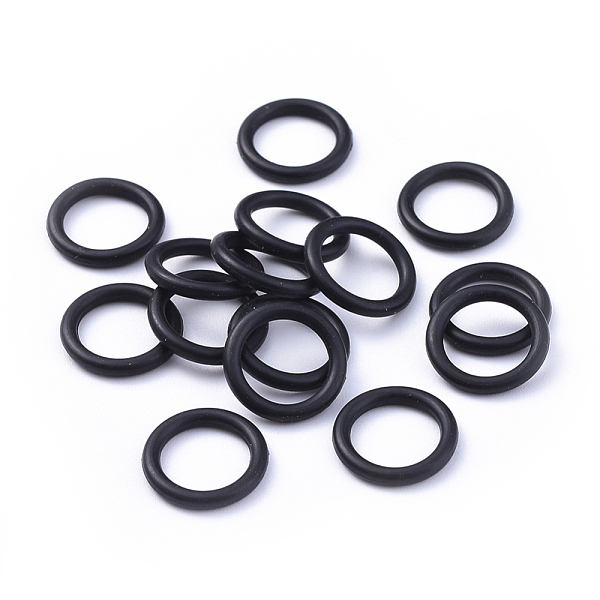 

PandaHall Rubber O Ring Connectors, Linking Ring, Black, about 13mm in diameter, 2mm thick, 9mm inner diameter Synthetic Rubber Ring Black