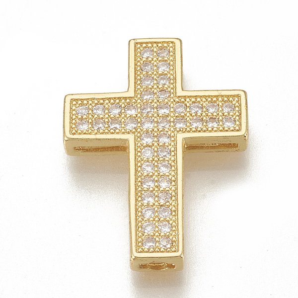 

PandaHall Brass Micro Pave Cubic Zirconia Pendants, Multi-strand Links, Cross, Clear, Golden, 23x17x3mm, Hole: 3x1mm Brass+Cubic Zirconia...