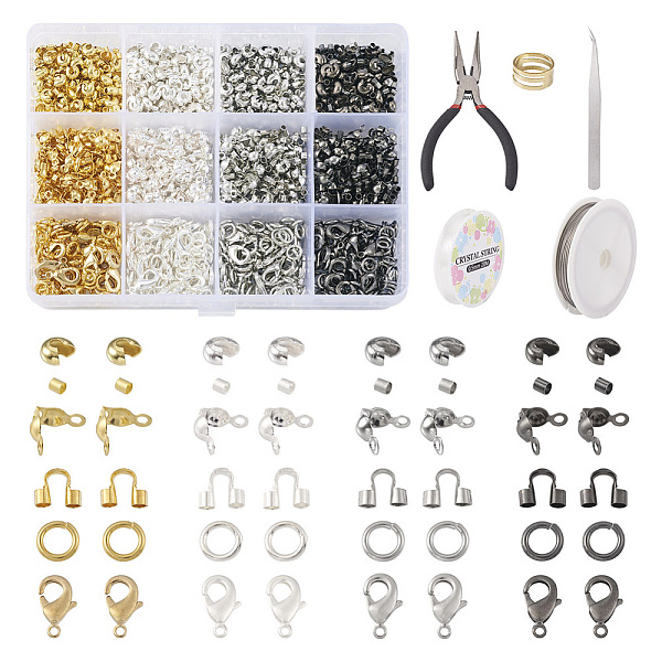 

PandaHall Yilisi DIY Jewelry Making Findings Kit, Including Brass Crimp Beads & Wire Guardians & Crimp Beads Covers & Jump Rings & Lobster...