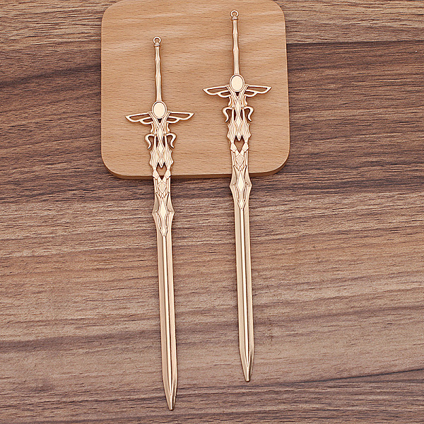 

PandaHall Alloy Sword Hair Sticks, with Loop, Cabochon Settings, Long-Lasting Plated Hair Accessories for Women, Light Gold, 198x36mm, Tray...