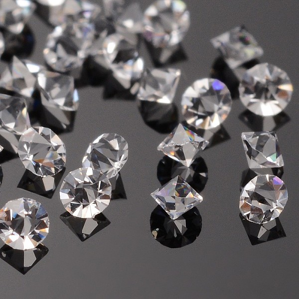 

PandaHall Grade A Glass Rhinestone Cabochons, Bicone, Pointed Back, Crystal, 1.5~1.6mm, about 1440pcs/bag Glass Rhinestone Bicone Clear