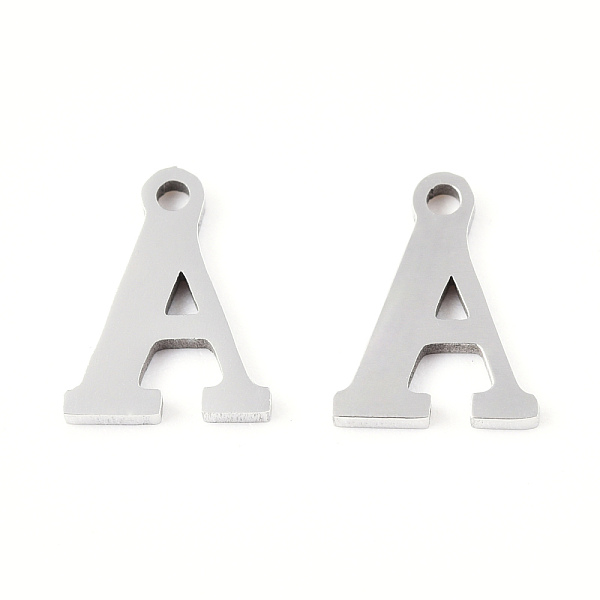 

PandaHall 201 Stainless Steel Charms, Alphabet, Letter.A, 8.5x6.5x1mm, Hole: 1mm 201 Stainless Steel Letter A