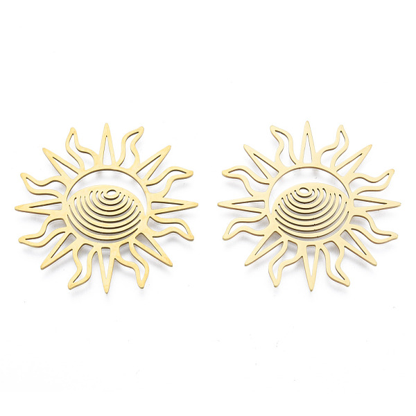 

PandaHall 201 Stainless Steel Filigree Joiners, Sun, Golden, 38x38x1mm 201 Stainless Steel Sun