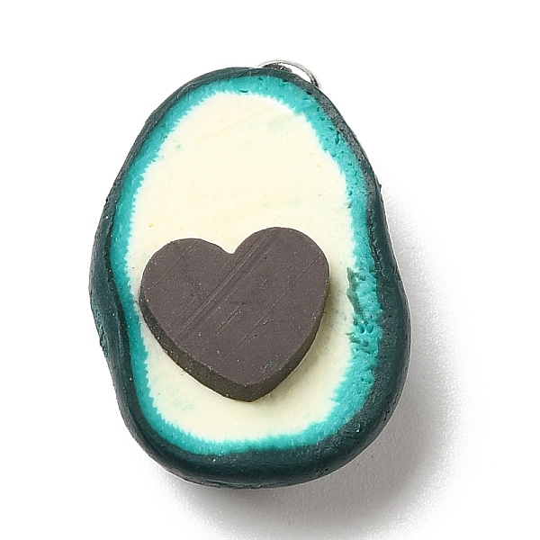 

PandaHall Opaque Resin Fruit Pendants, Avocado Charms with Platinum Tone Iron Loops, Heart, 22x15x8.5mm, Hole: 2mm Iron+Resin Heart