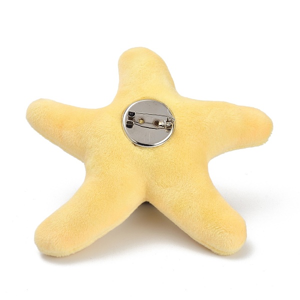 

PandaHall Cartoon Star Non Woven Fabric Brooch, PP Cotton Plush Doll Brooch for Backpack Clothes, Yellow, 104x106x33mm Cloth Yellow