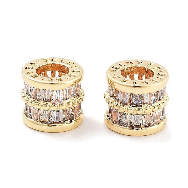 

PandaHall Brass Micro Pave Clear Cubic Zirconia Beads, Column, Real 18K Gold Plated, 7.5x7mm, Hole: 4mm Brass+Cubic Zirconia Column Clear