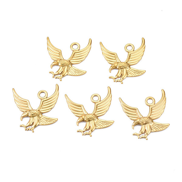 

PandaHall Ion Plating(IP) 304 Stainless Steel Pendants, Eagle, Nickel Free, Real 18K Gold Plated, 35.5x30x3mm, Hole: 3.5mm 304 Stainless...