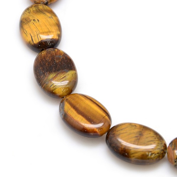 

PandaHall Natural Gemstone Tiger Eye Beads Strands, Flat Oval, 18x13x5mm, Hole: 1.5mm, about 20pcs/strand, 15.74 inch Tiger Eye Oval