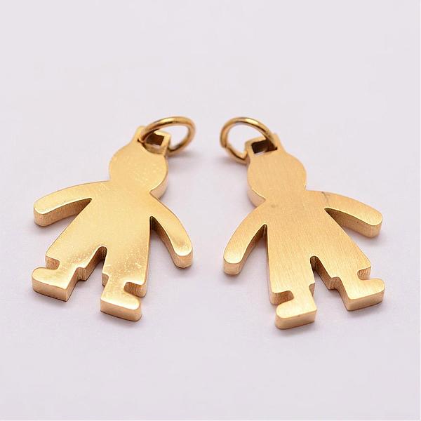 

PandaHall 316 Surgical Stainless Steel Pendants, Boy Silhouette Pendants, Golden, 18x14x2mm, Hole: 3mm 316 Surgical Stainless Steel Human