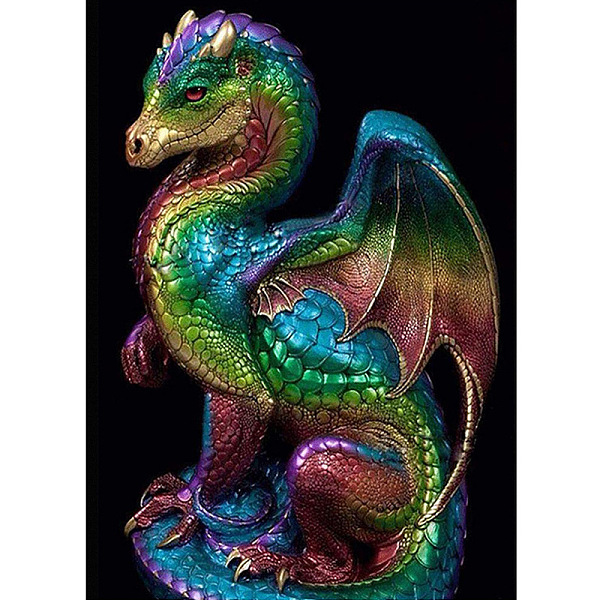 

PandaHall Dragon Pattern DIY Diamond Painting Kits, with Resin Rhinestones, Diamond Sticky Pen, Tray Plate and Glue Clay, Colorful...