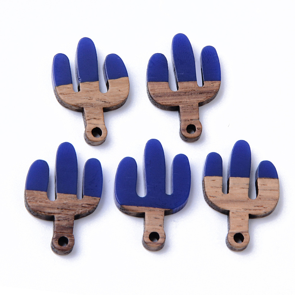 

PandaHall Resin & Walnut Wood Pendants, Cactus, Medium Blue, 25x16.5x3mm, Hole: 2mm Resin+Wood Flower Blue