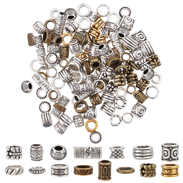 

PandaHall SUNNYCLUE 1 Box 150Pcs Dreadlocks Beads Hair Beads Large Hole Viking Norse Beard Beads Braiding African Hair Bead Tibetan Style...