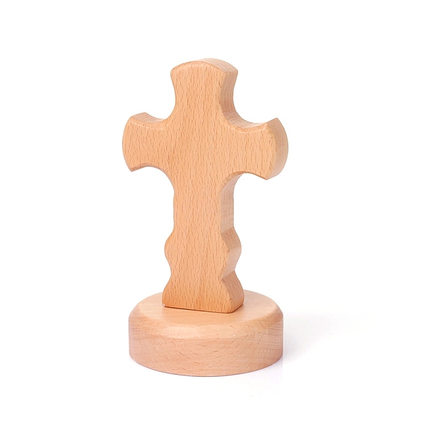 

PandaHall Easter Theme Wood Cross Display Decoration, for Church Decoration, Tan, 120x65mm Wood Cross Orange