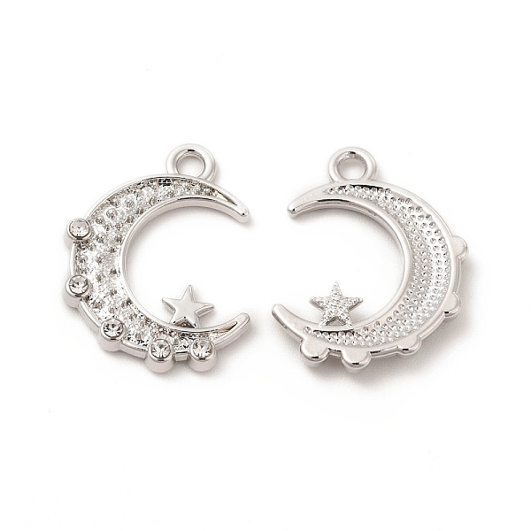 

PandaHall Rack Plating Alloy Rhinestone Pendants, Moon with Star Charms, Cadmium Free & Nickel Free & Lead Free, Platinum, 19.5x14.5x2.5mm..., Clear