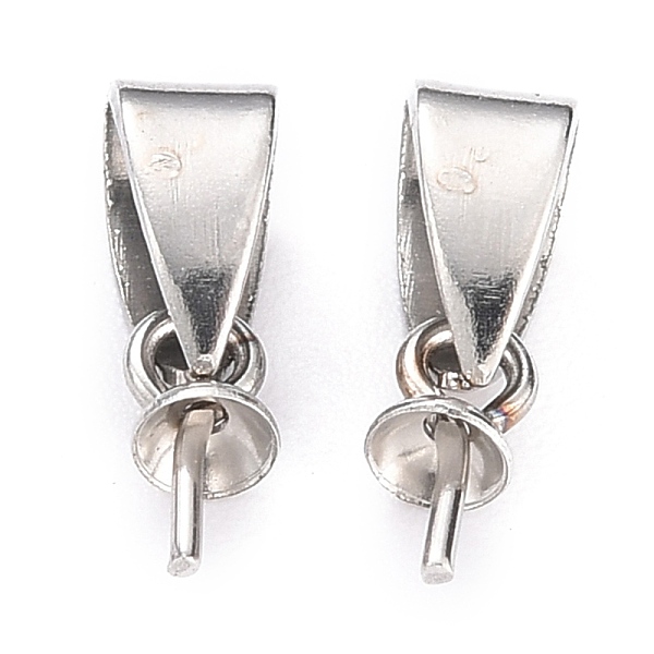 

PandaHall 304 Stainless Steel Peg Bails Charms, for Half Drilled Beads, Stainless Steel Color, 11.5x4x4.5mm, Hole: 3.5x6mm, Pin: 1mm 304...