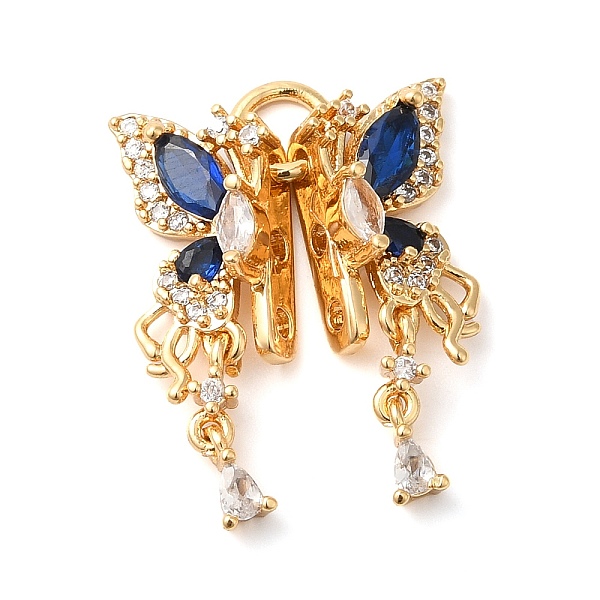 

PandaHall Brass Micro Pave Cubic Zirconia Slide Charms, Butterfly, Real 18K Gold Plated, Medium Blue, 22x18x6mm, Hole: 1.4mm Brass+Cubic...