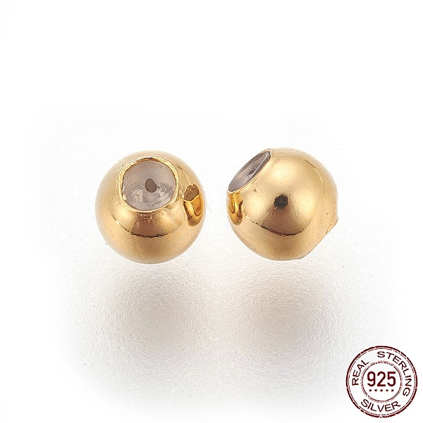 

PandaHall 925 Sterling Silver Stopper Beads, with Silicone inside, Golden, 3.5x3mm, Hole: 0.5mm Sterling Silver Round