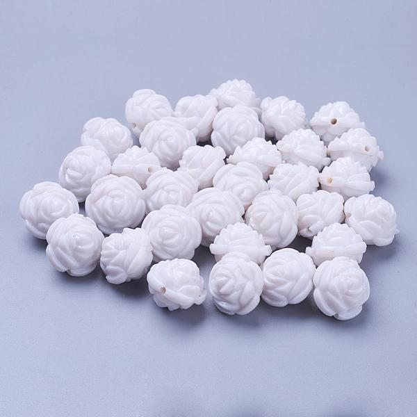 

PandaHall Opaque Acrylic Beads, Flower, White, 16x16mm, Hole: 1.8mm, about 255pcs/500g Acrylic Flower White