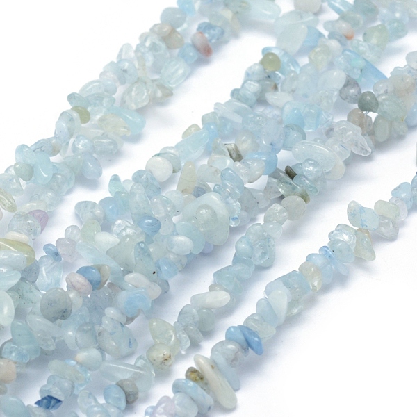 

PandaHall Natural Aquamarine Beads Strands, Chip, 3~5mm, Hole: 0.6mm, about 33 inch(84cm) Aquamarine Chip