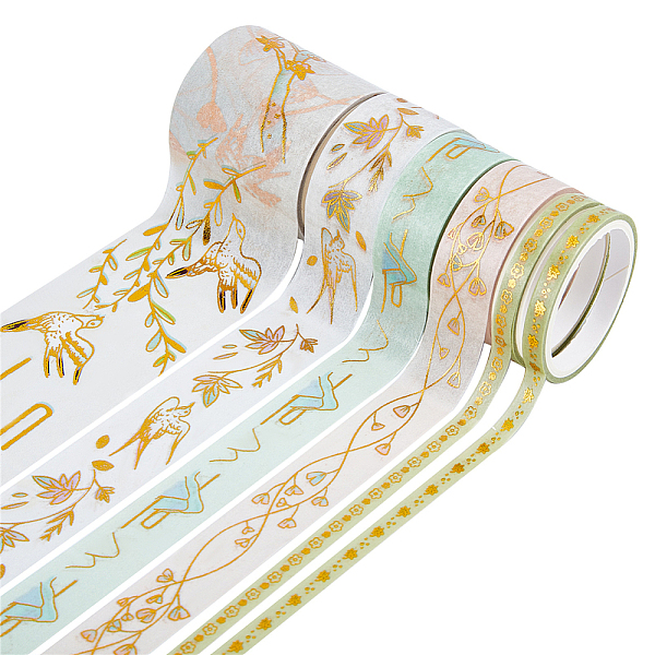 

PandaHall 6 Rolls Hot Stamping Paper Stickers Set, for Scrapbooking, Photo Album, Paper Decor, Flat with Mixed Pattern, Mixed Color, 5~40mm..., Multicolor
