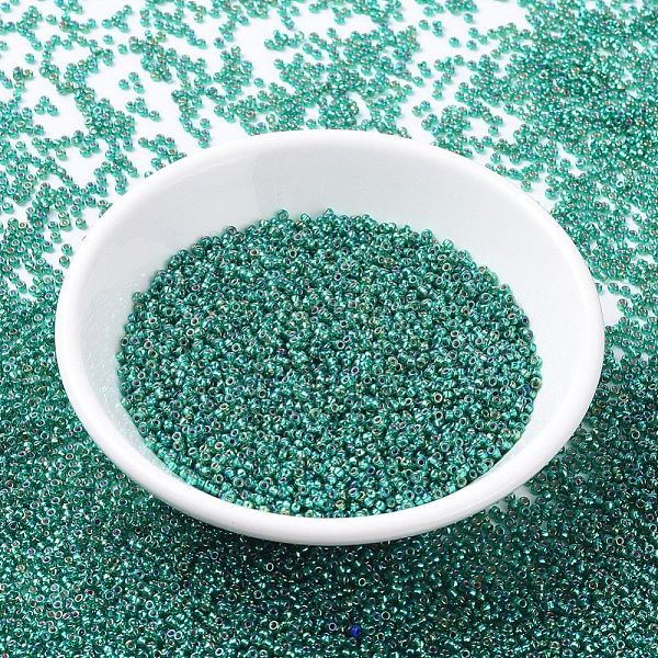 

PandaHall MIYUKI Round Rocailles Beads, Japanese Seed Beads, (RR1017) Silverlined Emerald AB, 11/0, 2x1.3mm, Hole: 0.8mm, about..., Green