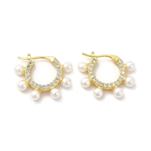 

PandaHall Rack Plating Brass Micro Pave Cubic Zirconia Hoop Earrings for Women, with Plastic Bead, Long-Lasting Plated, Cadmium Free & Lead...