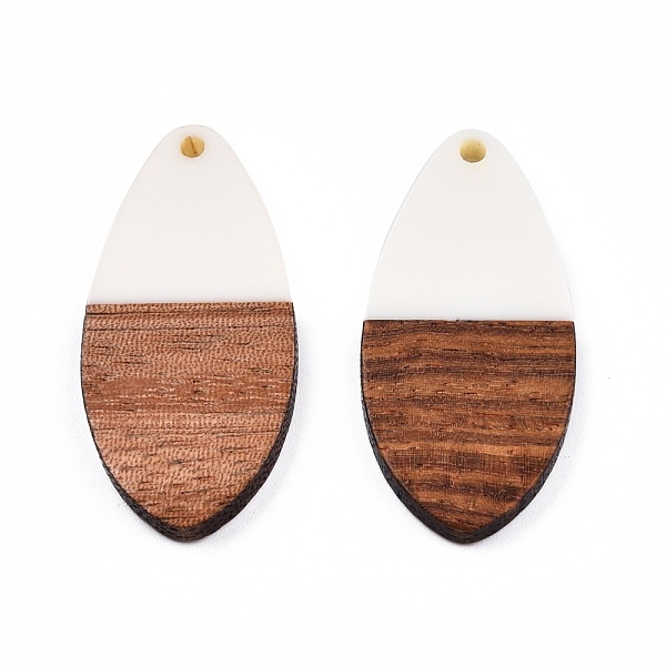 

PandaHall Opaque Resin & Walnut Wood Pendants, Teardrop Shape Charm, White, 38x18x3mm, Hole: 2mm Resin+Wood Teardrop White