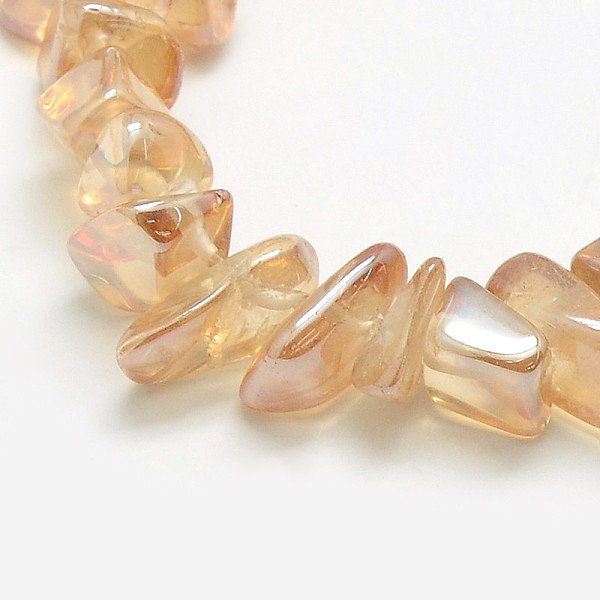

PandaHall Electroplate Natural Quartz Crystal Chip Beads Strands, Bisque, 9~23x5~11x3~8mm, Hole: 1mm, about 62pcs/strand, 15.74 inch Quartz..., Orange