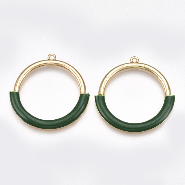 

PandaHall Alloy Enamel Pendants, Ring, Light Gold, Green, 34x33x2.5mm, Hole: 1.5mm Alloy+Enamel Ring Green