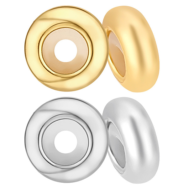 

PandaHall 4Pcs 2 Colors Sterling Silver Spacer Beads, Rondelle, with Rubber Inside, Mixed Color, 7x3mm, Hole: 2mm, 2pcs/color Sterling...