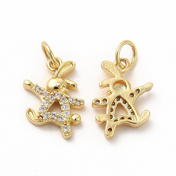 

PandaHall Rack Plating Brass Micro Pave Cubic Zirconia Charms, Rabbit Charm, with Jump Ring, Real 18K Gold Plated, 15x10.5x2.5mm, Hole..., Clear