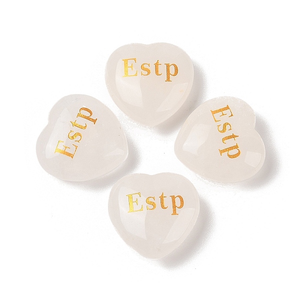 Natural Quartz Crystal Heart Engraving MBTI Figurines Statues for Home Office Desk Decorations