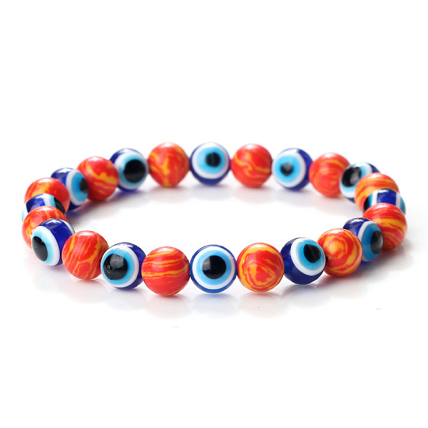 

PandaHall Synthetic Malachite & Evil Eye Round Beaded Stretch Bracelets for Men Malachite Evil Eye