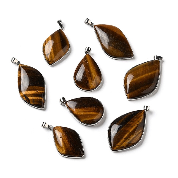

PandaHall Natural Tiger Eye Pendants, Leaf Charms, with Rack Plating Platinum Plated Brass Findings, Cadmium Free & Lead Free...