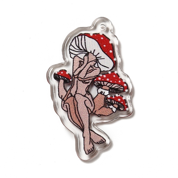 

PandaHall Printed Transparent Acrylic Pendants, Mushroom Girl Charm, 42.3x25.5x2.3mm, Hole: 2mm Acrylic Human