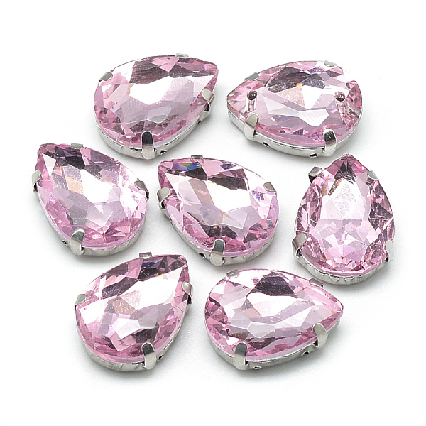

PandaHall Sew on Rhinestone, Multi-strand Links, Glass Rhinestone, with 201 Stainless Steel Prong Settings, Garments Accessories, Faceted..., Pink