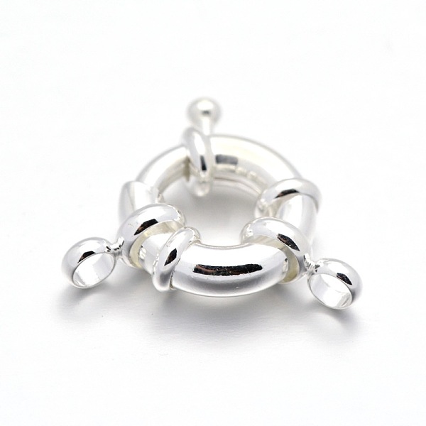 

PandaHall Rack Plating Brass Spring Ring Clasps, 925 Sterling Silver Plated, 13x5mm, Hole: 2mm Brass