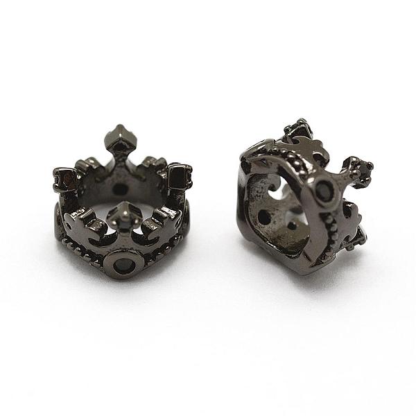 

PandaHall Brass Micro Pave Grade AAA Cubic Zirconia Beads, Cadmium Free & Nickel Free & Lead Free, Crown, Large Hole Beads, Gunmetal..., Black