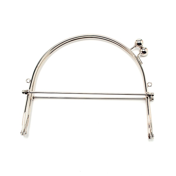 

PandaHall Iron Purse Frames, Bag Handle, for Bag Sewing Craft, Platinum, 14.5x16.6x2.3cm, Hole: 4mm Iron