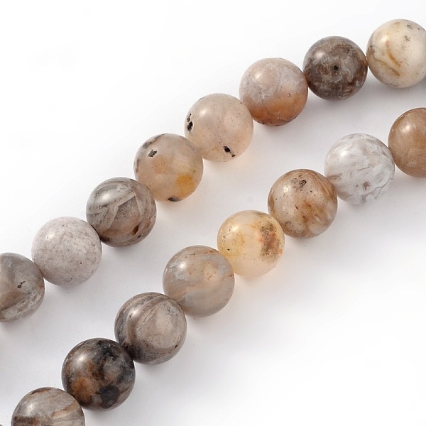 

PandaHall Natural Bamboo Leaf Agate Round Bead Strands, 8mm, Hole: 1mm, about 48pcs/strand, 15.5 inch Bamboo Leaf Agate Round