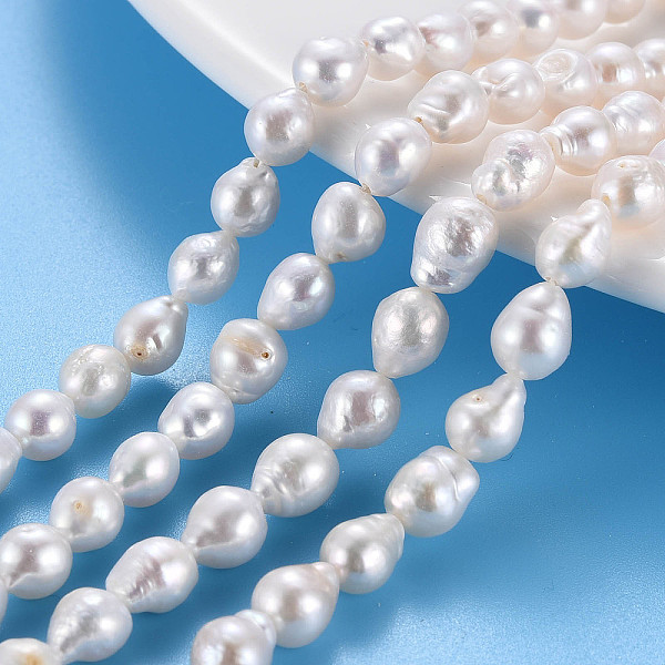 

PandaHall Natural Keshi Pearl Beads Strands, Cultured Freshwater Pearl, Teardrop, Seashell Color, 5~9x5~7mm, Hole: 0.6mm, about...