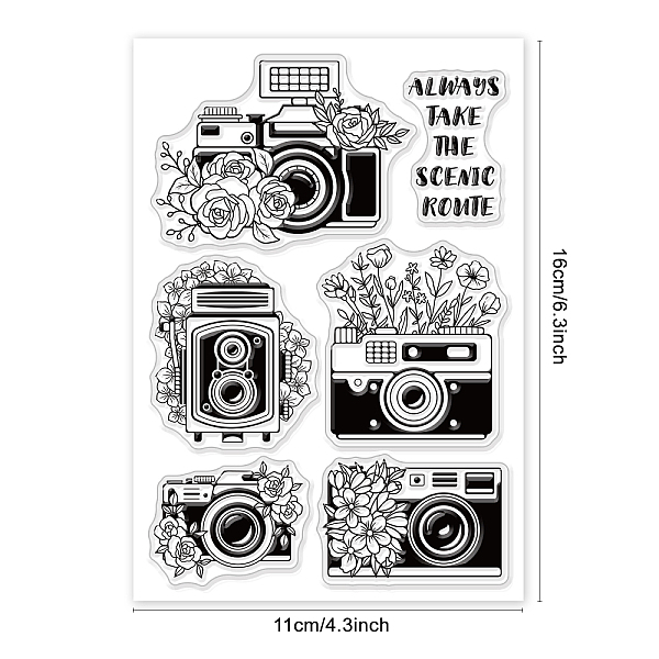 

PandaHall BENECREAT Camera Pattern Clear Stamps, Plant Transparent Stamps Scenic Rose Flower Silicone Plastic Stamps for Envelope Making...