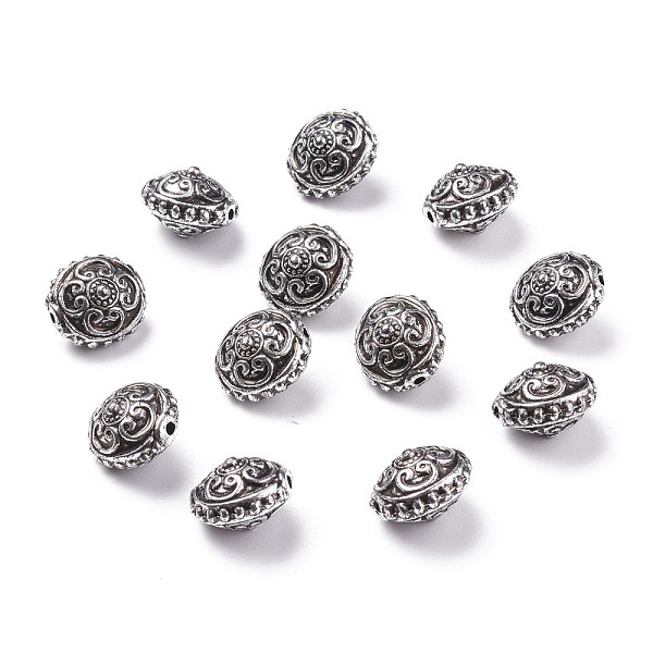 

PandaHall Flat Round Antique Acrylic Beads, Antique Silver Plated, 15x14x11.5mm, Hole: 2mm Acrylic Flat Round
