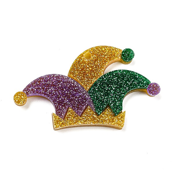 

PandaHall Opaque Acrylic Glitter Powder Pendants, Carnival of Three Colors, Hat, 28x49.5x5mm, Hole: 2mm Acrylic Hat