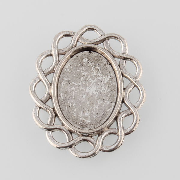 

PandaHall Tibetan Style Alloy Filigree Flat Oval Cabochon Settings, Cadmium Free & Lead Free, Antique Silver, Tray: 13x18mm, 30x25x2mm...