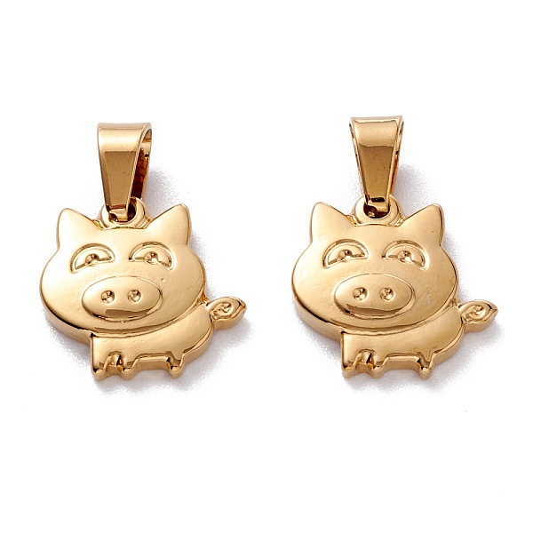 

PandaHall 304 Stainless Steel Pendants, Pig, Golden, 15x15x2.5mm, Hole: 6x4mm 304 Stainless Steel Pig